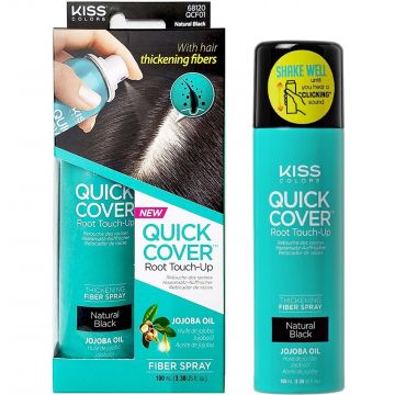 Kiss Colors Quick Cover Root Touch-Up Fiber Spray - Natural Black 3.38 oz #QCF01