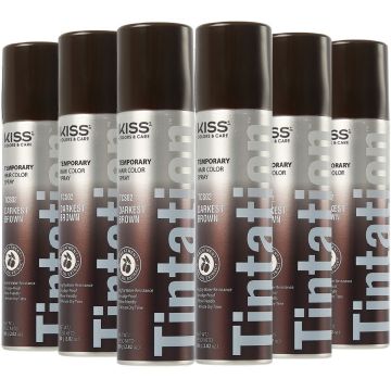 Red by Kiss Tintation Temporary Hair Color Spray 2.82 oz [Darkest Brown #TCS02] [6 Pack]