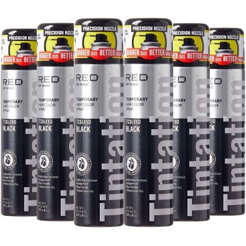 Red by Kiss Tintation Temporary Hair Color Spray 6 oz [Black #TCSL01D] [6 Pack]