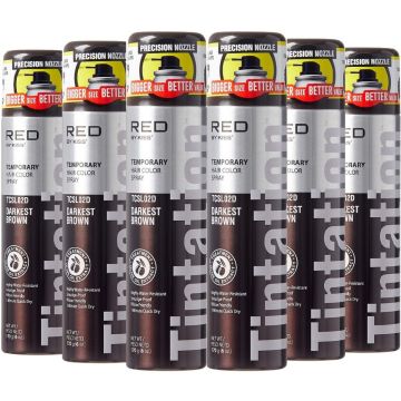 Red by Kiss Tintation Temporary Hair Color Spray 6 oz [Darkest Brown #TCSL02D] [6 Pack]