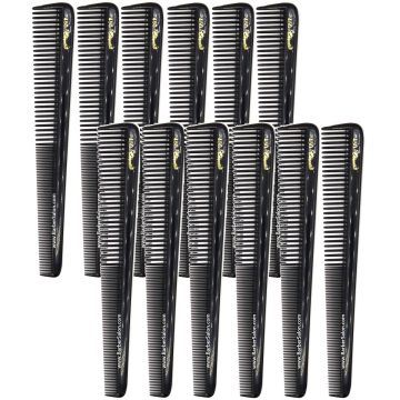 Krest Cleopatra Barber Combs - Black #450 - 12 Pack