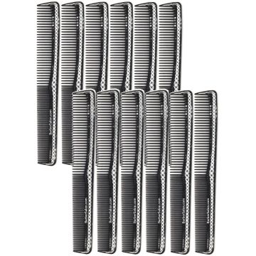 Krest Cleopatra All Purpose Styling Combs - Black & Silver #400 - 12 Pack
