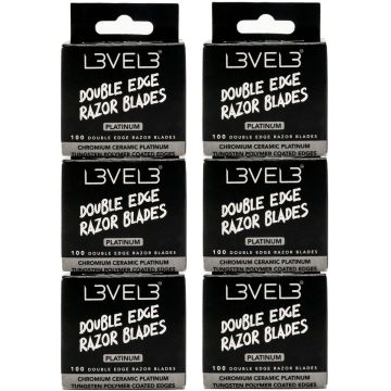 L3VEL3 Platinum Double Edge Razor Blades - 600 Blades [100 Blades X 6 Pack]