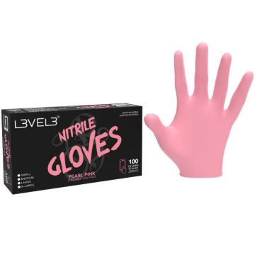 L3VEL3 Nitrile Gloves 100 Pcs - PEARL PINK [S-XL]