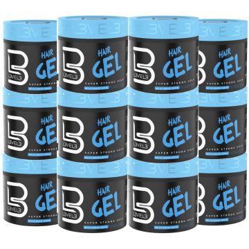 L3VEL3 Hair Styling Gel - Super Strong Hold 33.8 oz [12 Pack]