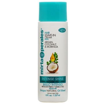 Mirta de Perales Natural Oil Blend Intense Shine Hair Leave-In Cream with Argan, Coconut & Moringa Oils 8 oz