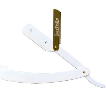 Nexxzen Professional Barber Swing Lock All Metal Razor - Matt White / Gold #NZR040-WG