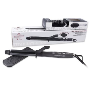 Olivia Garden Titanium + Ion Pro Titanium Curling Iron with FREE Detangling Brush Deal #TACU100DL1