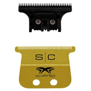 Stylecraft Replacement Fixed Gold Titanium X-Pro Wide Hair Trimmer Blade with The One Cutter Set #SC527GB