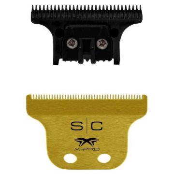 Stylecraft Replacement Fixed Gold Titanium Classic X-Pro Hair Trimmer Blade with Black Diamond Carbon DLC THE ONE Cutter Set #SC529GB