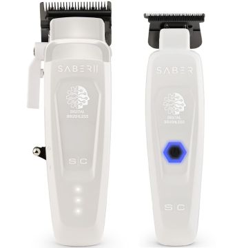 Stylecraft Pro SABER II Professional Metal Clipper & Trimmer - White [DUO]