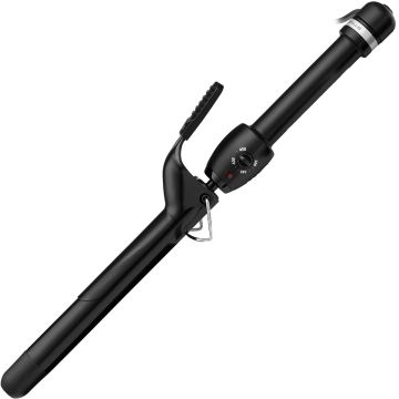 Stylecraft Black Gold Ceramic 7 Extended Barrel Stay-Temp Professional Curling Iron - 1" #SCSC100BXL