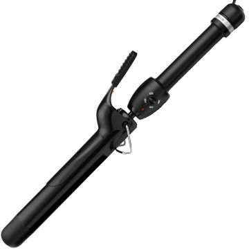 Stylecraft Black Gold Ceramic 7 Extended Barrel Stay-Temp Professional Curling Iron - 3/4" #SCSC75BXL