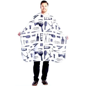 Scalpmaster Barber Print Styling Cape - White #4132