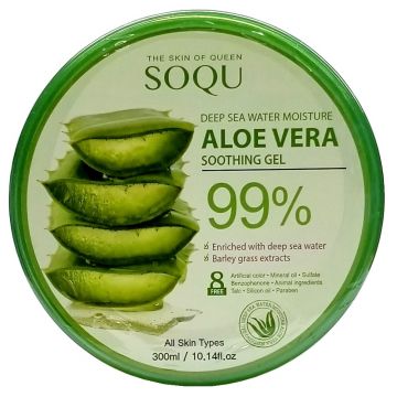 SOQU Aloe Vera 99% Soothing Gel Jar 10.14 oz