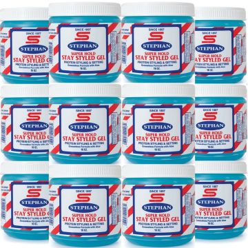Stephan Super Hold Stay Styled Gel 16 oz [12 Pack]
