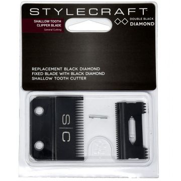 Stylecraft Replacement Black Diamond Fixed Blade with Black Diamond Cutter - Shallow Tooth Clipper Blade #SCCBDS