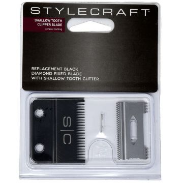 Stylecraft Replacement Black Diamond Fixed Blade with Cutter - Shallow Tooth Clipper Blade #SCCBSS