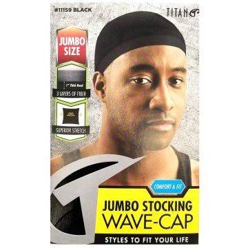 Titan Classic Jumbo Stocking Wave Cap - Black #11159