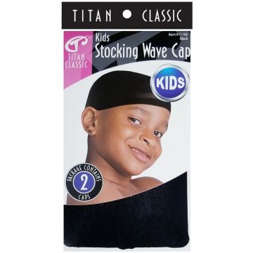 Titan Classic Kids Stocking Wave Cap 2 Pcs - Black #11160