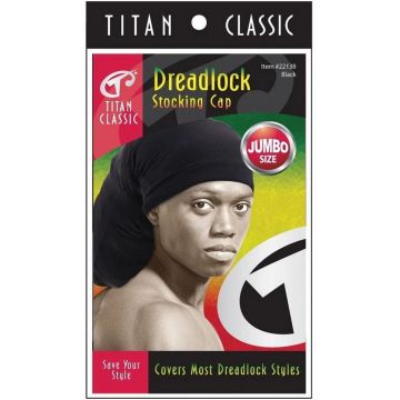 Titan Classic Dreadlock Stocking Cap Jumbo Size - Black #22138