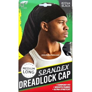 Titan Spandex Dreadlock Cap Medium Long Size - Black #22144