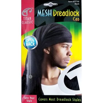 Titan Classic Mesh Dreadlock Cap Open Back - Black #22149