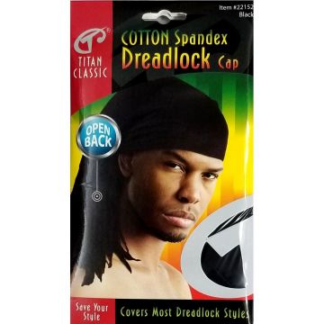 Titan Classic Cotton Spandex Dreadlock Cap - Black #22152