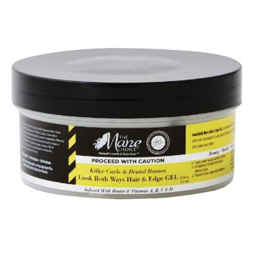 The Mane Choice Proceed With Caution Killer Curls & Brutal Bounce Look Both Ways Hair & Edge Gel 12 oz