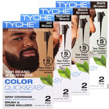 Tyche Color Quick & Easy Permanent Beard & Mustache Color [4 Color Options]