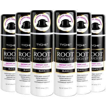 Tyche Root Touch Up Instant Hair Concealer Spray - Black 2 oz #HLTU01 [6 Pack]