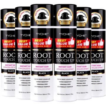 Tyche Root Touch Up Instant Hair Concealer Spray - Black 6.2 oz #HLTU10 [6 Pack]