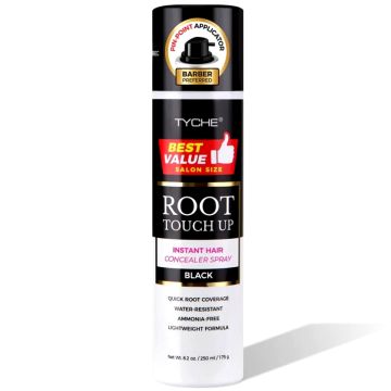 Tyche Root Touch Up Instant Hair Concealer Spray - Black 6.2 oz #HLTU10 [SALON SIZE]