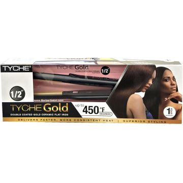 Tyche Double Coated Gold Ceramic Flat Iron - 1/2" #TG050
