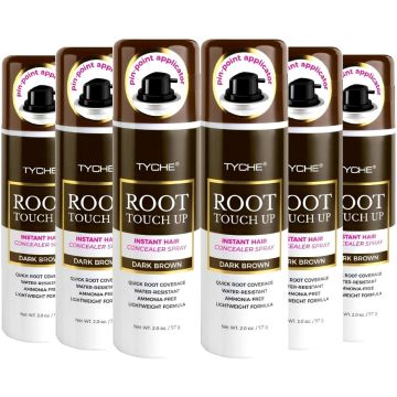 Tyche Root Touch Up Instant Hair Concealer Spray - Dark Brown 2 oz #HLTU02 [6 Pack]