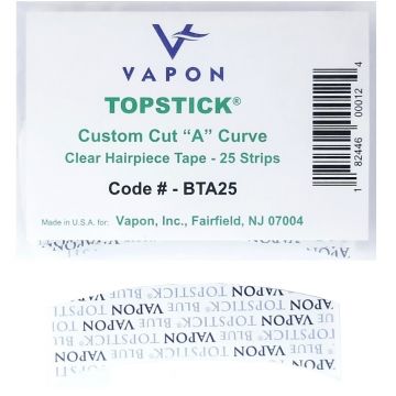 Vapon Topstick Blue Custom Cut "A" Curve Clear Hairpiece Tape - 25 Strips #BTA25