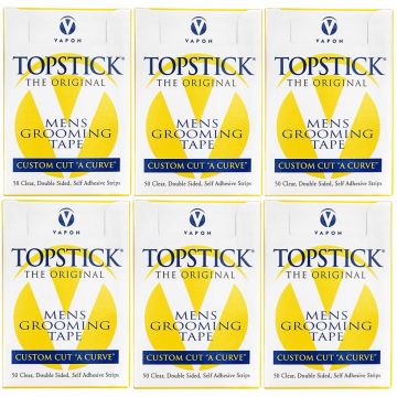Vapon Topstick Mens Grooming Tape [Custom Cut "A Curve"] - 50 Strips [6 Pack]