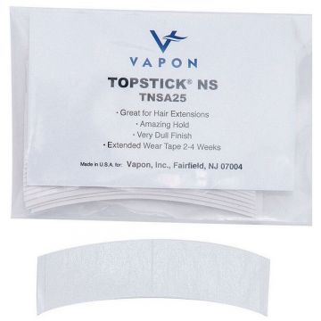 Vapon Topstick NS "A" Curve Clear Hairpiece Tape - 25 Strips #TNSA25