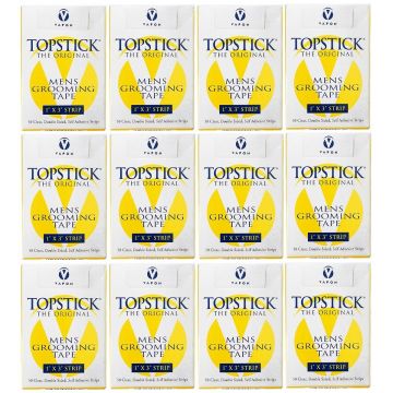 Vapon Topstick Mens Grooming Tape [1" x 3" Strip] - 50 Strips [12 Pack]