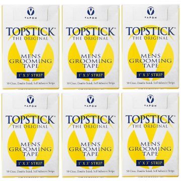 Vapon Topstick Mens Grooming Tape [1" x 3" Strip] - 50 Strips [6 Pack]