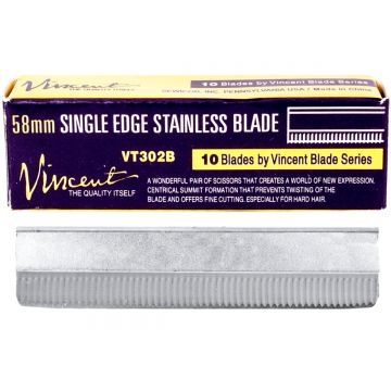 Vincent 58mm Single Edge Stainless Blades - 10 Blades #VT302B