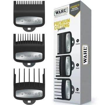 Wahl Premium Cutting Guide Combs with Metal Clip 3 Pcs Set [#1/2, #1, #1-1/2] #3354-5001