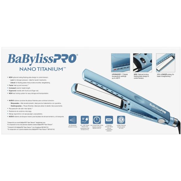 BaByliss Pro Nano Titanium Professional Extended Ionic Flat Iron