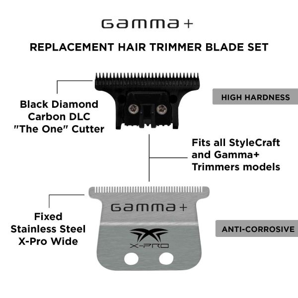 Gamma+ Replacement X-Pro Wide Stainless Steel Hair Trimmer Blade
