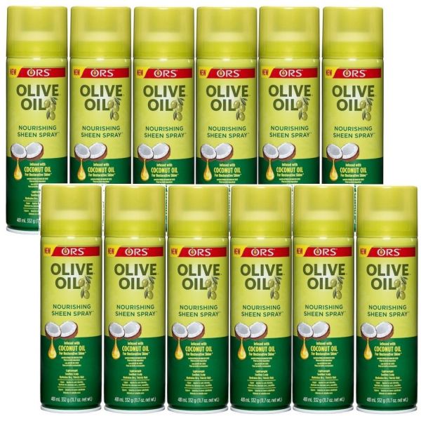 ORS Olive Oil Nourishing Sheen Spray Infused with Coconut Oil 11.7 oz - 12  Pack