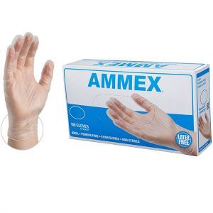 AMMEX Vinyl Powder Free Exam Gloves 100 Pcs - Medium #VPF64100