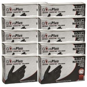 AMMEX GlovePlus Black Nitrile Gloves 100 Pcs - X Large #GPNB48100 - 10 Pack