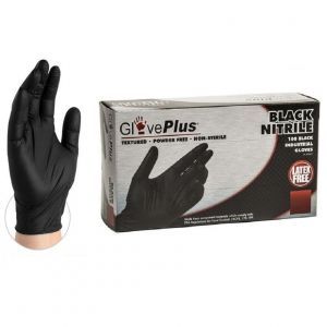 AMMEX GlovePlus Black Nitrile Gloves 100 Pcs - Small #GPNB42100