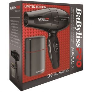 BaByliss Pro Limited Edition Travel FX - Gun Metal Grey Single-Foil Shaver & Bambino Dryer Combo #BNTPROFX