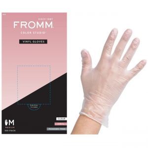 Fromm Color Studio Powder Free Vinyl Clear Gloves 100 Pcs - Medium #D8021